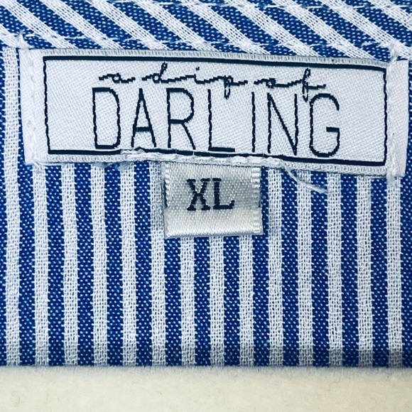 Darling Blue and White Striped Blouse Size XL - Picture 3 of 5